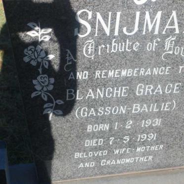 SNIJMAN Blanche Grace nee GASSON-BAILIE 1931-1991