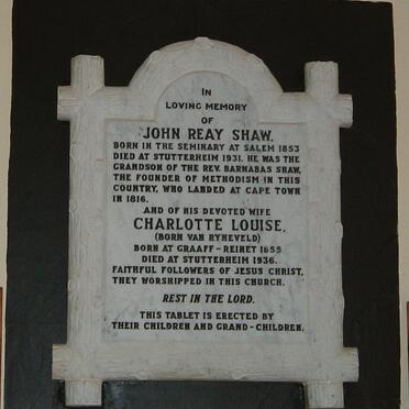 SHAW John Reay -1931 &amp; Charlotte Louise VAN RYNEVELD 1855-1936