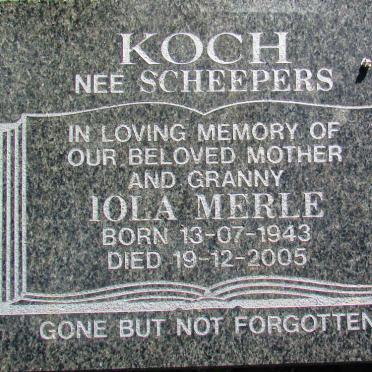 KOCH Iola Merle nee SCHEEPERS 1943-2005