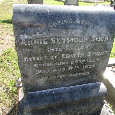 SHORT Annie Seymour nee BAILEY 1854-1936