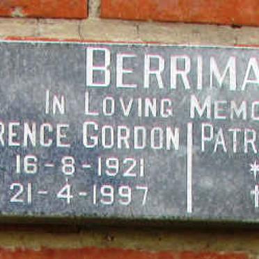 BERRIMAN Clarence Gordon 1921-1997 &amp; Patricia Margaret 1930-2007