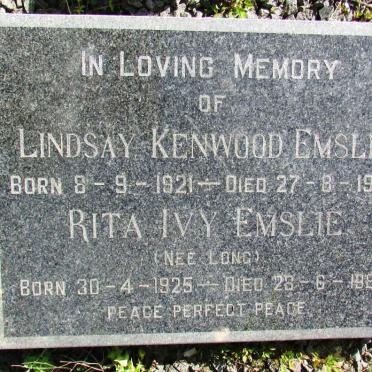 EMSLIE Lindsay Kenwood 1921-1977 &amp; Rita Ivy LONG 1925-1984