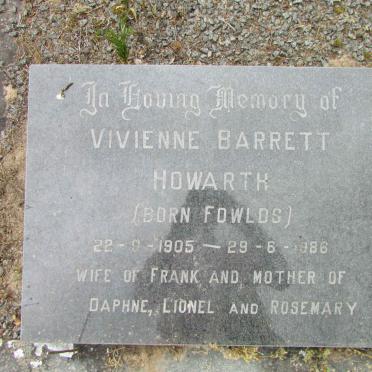 HOWARTH Vivienne Barrett nee FOWLDS 1905-1986