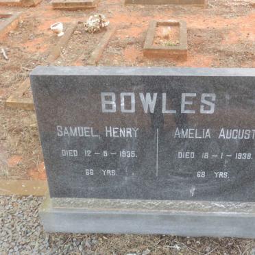 BOWLES Samuel Henry -1935 &amp; Amelia Augusta -1938