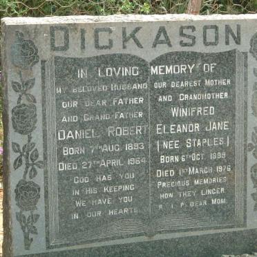 DICKASON Daniel Robert 1893-1964 :: DICKASON Winifred Eleanor Jane nee STAPLES 1899-1976