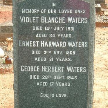 WATERS Violet Blanche -1931 :: WATERS Ernest Harward -1965 :: WATERS George Herbert - 1946