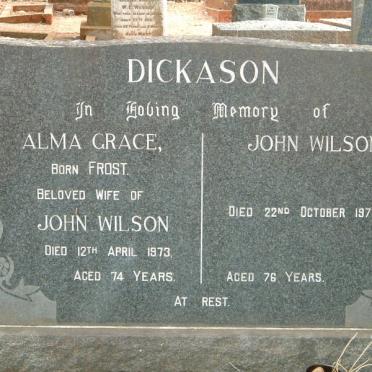 DICKASON Alma Grace born FROST -1973 :: DICKASON John Wilson -1978