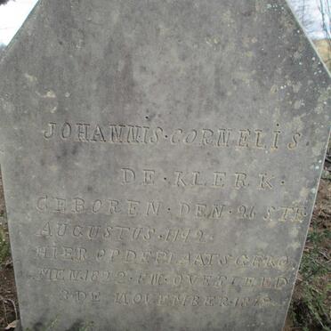 KLERK Johannis Cornelis, de 1792-1878