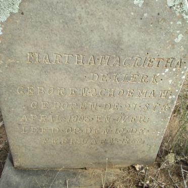 KLERK Martha Magrietha, de nee SCHOEMAN 1805-1868