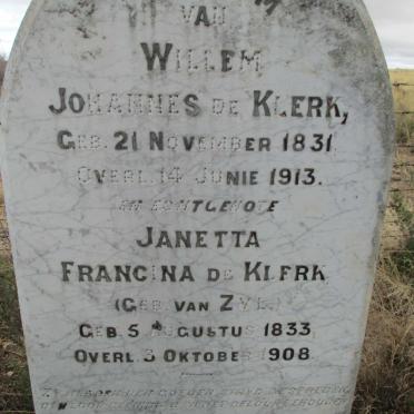 KLERK Willem Johannes, de 1831-1913 &amp; Janetta Francina VAN ZYL 1833-1908