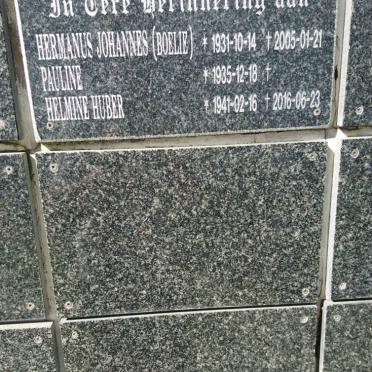 BOSCH Hermanus Johannes 1931-2005 &amp; Pauline 1935- :: BOSCH Helmine Huber 1941-2016