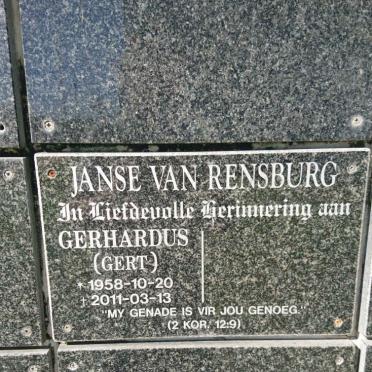 RENSBURG Gerhardus, Janse van 1958-2011