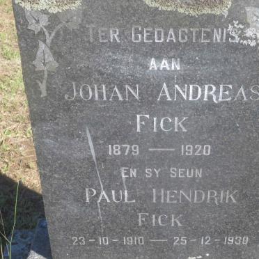 FICK Johan Andreas 1879-1920 :: FICK Paul Hendrik 1910-1930