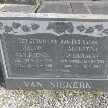 NIEKERK Jacob van Reenen, van 1878-1959 &amp; Augustina Wilhelmina APPEL 1883-1947
