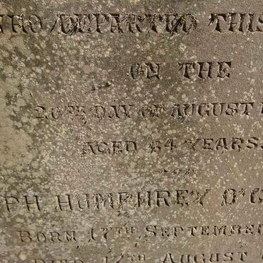 O'CALLAGHAN Joseph Humphrey 1812-1893 &amp; Adriana Elizabeth -1876