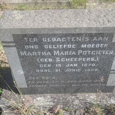 POTGIETER Martha Maria nee SCHEEPERS 1870-1958