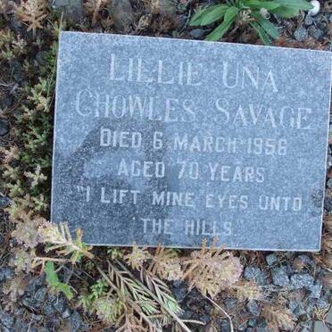 SAVAGE Lillie Una Chowles -1956