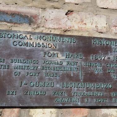 4. Historical Monument Fort Hare 1847-1883