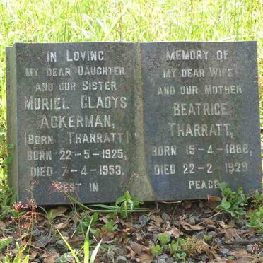ACKERMAN Muriel Gladys nee THARRATT 1925-1953 :: THARRATT Beatrice 1888-1929