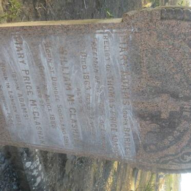 ADAMS Mary nee BARKER -1863 :: McGLASHAN William 1811-1888 :: McGLASHAN Mary Price nee ADAMS 1815-1906