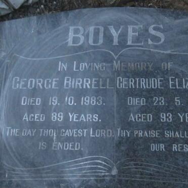 BOYES George Birrell -1983 &amp; Gertrude Elizabeth -1986