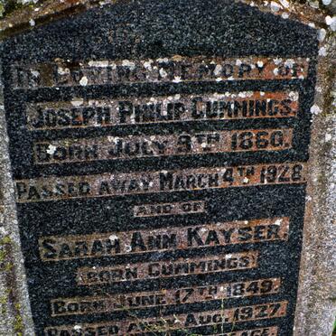 CUMMINGS Joseph Philip 1860-1928 :: KAYSER Sarah Ann nee CUMMINGS 1849-1927