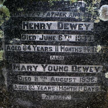 DEWEY Henry -1933 &amp; Mary Young -1936