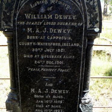 DEWEY William 1851-1901 &amp; M.A.J. 1856-1927