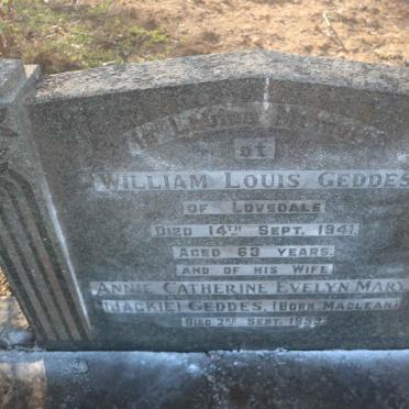 GEDDES William Louis -1941 &amp; Annie Catherine Evelyn Mary MACLEAN -1953
