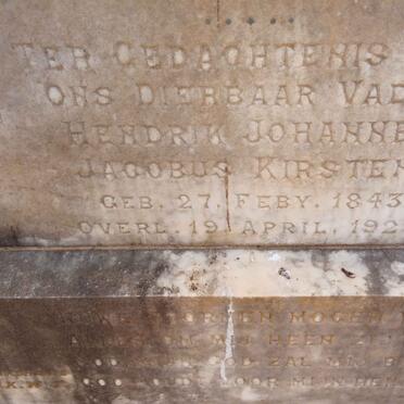 KIRSTEN Hendrik Johannes Jacobus 1843-1929 &amp; Anna Johanna Maria BEZUIDENHOUT 1852-1914 