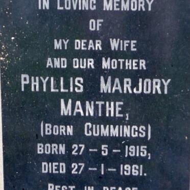 MANTHE Phyllis Marjory nee CUMMINGS 1915-1961