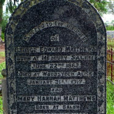 MATTHEWS George Edward 1862-1917 &amp; Mary Hannah 1868-1952