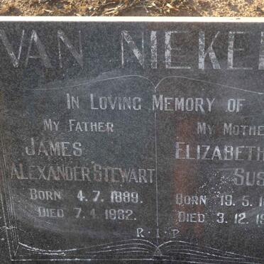NIEKERK James Alexander Stewart, van 1889-1962 &amp; Elizabeth Susan 1893-1974