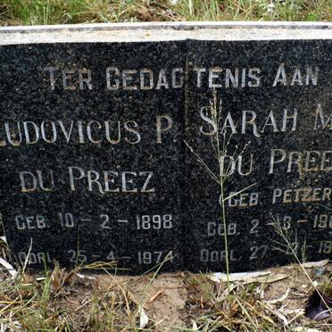 PREEZ Ludovicus P., du 1898-1974 &amp; Sarah M.M. PETZER 1900-1966