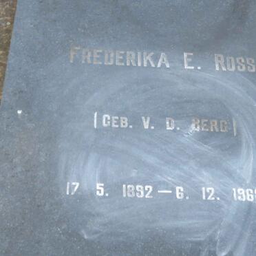 ROSS Frederika E. nee V.D. BERG 1892-1968