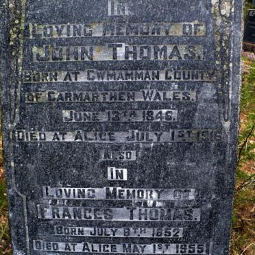 THOMAS John 1846-1916 &amp; Frances 1852-1955