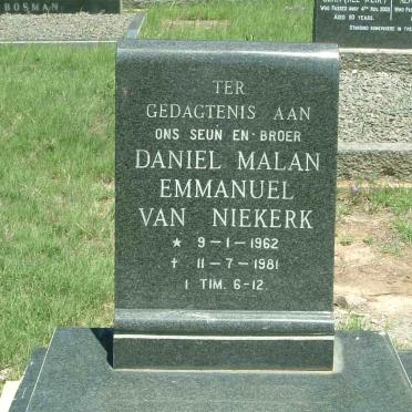 NIEKERK Daniel Malan Emmanuel, van 1962-1981