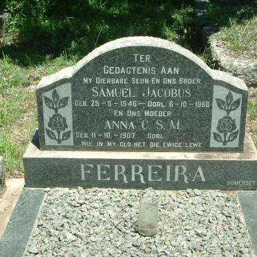 FERREIRA Samuel Jacobus 1946-1968 :: FERREIRA Anna C.S.M. 1907-
