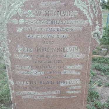 McKELVIN T.H.W. 1868-1887 :: McKELVIN Quintin Blain 1886-1888 :: McKELVIN Kate Imrie 1877-1888