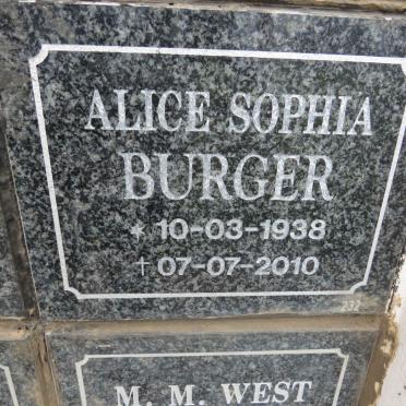 BURGER Alice Sophia 1938-2010