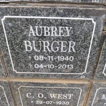 BURGER Aubrey 1940-2013