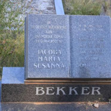 BEKKER Jacoba Maria Susanna 1909-2000