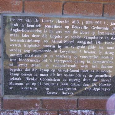 Eastern Cape, ALIWAL NORTH, Concentration camp memorial