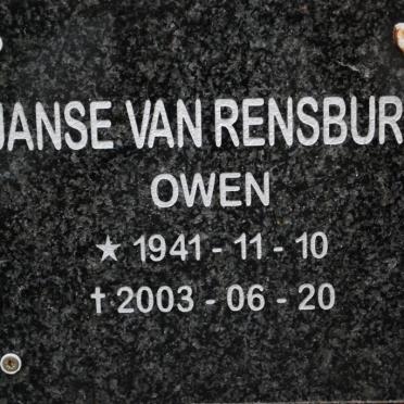 RENSBURG Owen, Janse van 1941-2003
