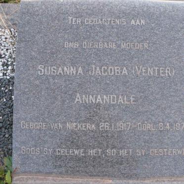 ANNANDALE Susanna Jacoba previously VENTER nee VAN NIEKERK 1917-1975
