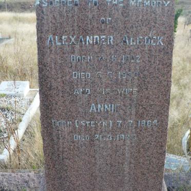 ALCOCK Alexander 1852-1939 &amp; Annie STEYN 1865-1929