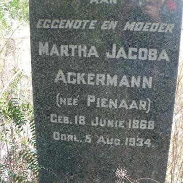 ACKERMANN Martha Jacoba nee PIENAAR 1868-1934