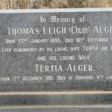 ALGER Thomas Leigh 1890-1970 &amp; Tertia 1891-1973