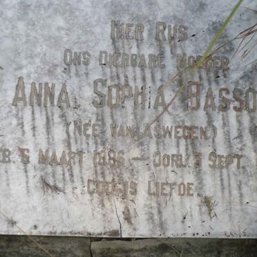 BASSON Anna Sophia nee VAN ASWEGEN 1886-1950