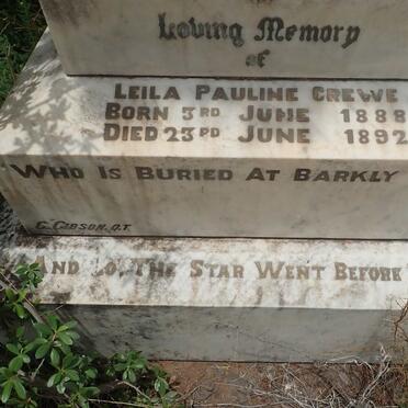 CREWE John F.P. 1894-1897 :: CREWE Leila Pauline 1888-1892 